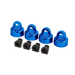 Shock caps, aluminum (blue-anodized), GTX shocks (4)/ spacers (4) (for Sledge) [TRX9664X]