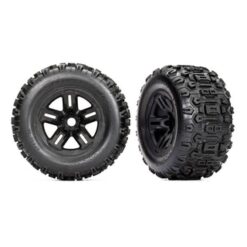 Tires and wheels, assembled, glued (3.8' black wheels, Sledgehammer tires, foam [TRX9672]