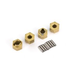 Wheel hubs, 7mm hex (brass) (4)/ axle pins (8) [TRX9750X]