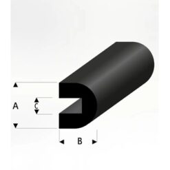 RABOESCH Rubber Stootrand rond A=10 B=9 C=4 Lengte=2M [RA104-74]