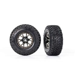 Tires & wheels, assembled, glued (Ford Raptor R black chrome wheels, BFGoodrich All-Terrain T/A KO2 tires, foam inserts) (2) (2WD front) [TRX10186-BLKCR]