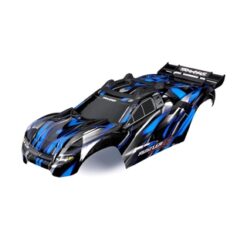 Body, Rustler 4X4 Ultimate, blue (painted, decals applied) (assembled with front & rear body mounts and rear body support for clipless mounting) [TRX6749-BLUE]