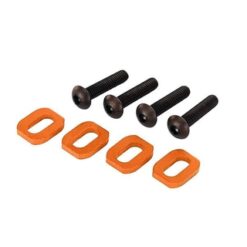 Washers, motor mount, aluminum (orange-anodized) (4)/ 4x18mm BCS (4) [TRX7759-ORNG]