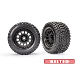 Tires & wheels, assembled, glued (XRT Race black wheels, Gravix belted tires, dual profile (4.3' outer, 5.7' inner), foam inserts) (left & right) [TRX7862]