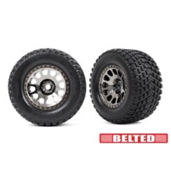 Tires & wheels, assembled, glued (XRT Race black chrome wheels, Gravix belted tires, dual profile (4.3' outer, 5.7' inner) foam inserts) (left & right) [TRX7862X]