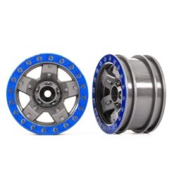 Wheels, TRX-4 Sport 2.2 (gray, blue beadlock style) (2) [TRX8180-BLUE]