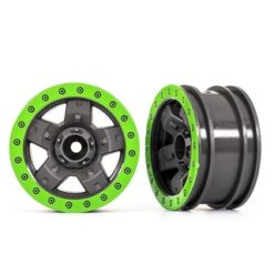 Wheels, TRX-4 Sport 2.2 (gray, green beadlock style) (2) [TRX8180-GRN]