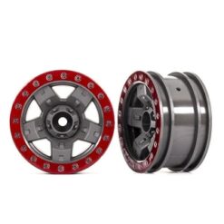 Wheels, TRX-4 Sport 2.2 (gray, red beadlock style) (2) [TRX8180-RED]