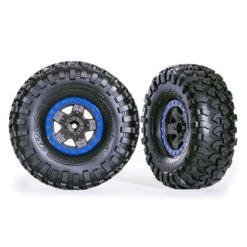 Tires & wheels, assembled, glued (TRX-4 Sport 2.2' gray, blue beadlock style wheels, Canyon Trail 5.3x2.2' tires) (2) [TRX8181-BLUE]
