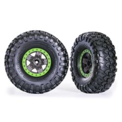 Tires & wheels, assembled, glued (TRX-4 Sport 2.2' gray, green beadlock style wheels, Canyon Trail 5.3x2.2' tires) (2) [TRX8181-GRN]