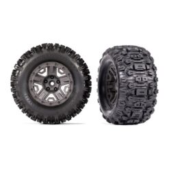 Tires & wheels, assembled, glued (charcoal gray 2.8' wheels, Sledgehammer tires, foam inserts) (2) (TSM rated) [TRX9072-GRAY]