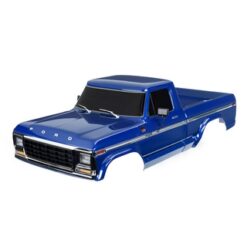 Body, Ford F-150 (1979), complete, blue (painted, decals applied) (includes grille, side mirrors, door handles, windshield wipers, front & rear bumpers, clipless mounting) [TRX9230-BLUE]