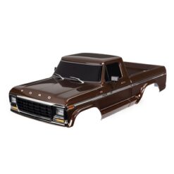 Body, Ford F-150 (1979), complete, brown (painted, decals applied) (includes grille, side mirrors, door handles, windshield wipers, front & rear bumpers, clipless mounting) [TRX9230-BRWN]