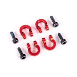Bumper D-rings, front or rear, 6061-T6 aluminum (red-anodized) (4)/ 1.6x5mm CS (with threadlock) (4) [TRX9734R]