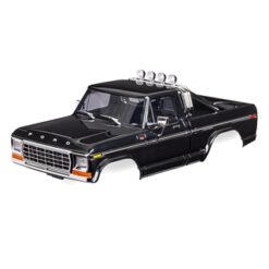 Body, Ford F-150 Truck (1979), complete, black (includes grille, side mirrors, door handles, roll bar, windshield wipers, side trim, & clipless mounting) (requires #9834 front & rear bumpers) [TRX9812-BLK]