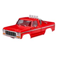 Body, Ford F-150 Truck (1979), complete, red (includes grille, side mirrors, door handles, roll bar, windshield wipers, side trim, & clipless mounting) (requires #9834 front & rear bumpers) [TRX9812-RED]