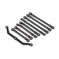 Suspension link set, complete (front & rear) (includes steering link (1), front lower links (2), front upper links (2), rear links (4)) (assembled hollow balls) (fits 1/18 scale vehicles long wheelbase) [TRX9842]