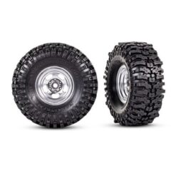 Tires & wheels, assembled (1.0' satin chrome wheels, Mickey Thompson Baja Pro Xs 2.4x1.0' tires) (2) [TRX9872]